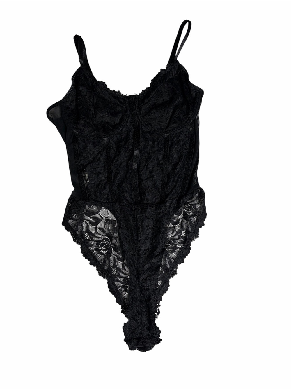 Black sheer mesh lace lingerie bodysuit size XL